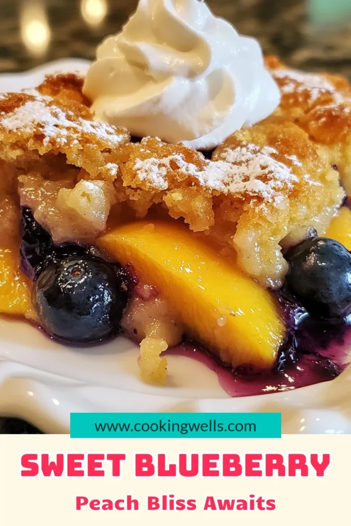 Indulge in the perfect summer dessert with this delightful blueberry peach cobbler recipe! Bursting with fresh fruit, this easy peach cobbler combines juicy blueberries and sweet peaches for a homemade blueberry cobbler that's sure to impress. Ideal for warm evenings, this fresh fruit cobbler is a must-try. Bake up happiness and enjoy every bite! Save this recipe for your next gathering! #BlueberryPeachCobbler #SummerDesserts #EasyPeachCobbler #FreshFruitCobbler