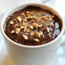To make a tasty chocolate hazelnut mug cake, you need: - 4 tablespoons all-purpose flour - 3 tablespoons granulated sugar - 1 tablespoon unsweetened cocoa powder - 1/8 teaspoon baking powder - A pinch of salt - 3 tablespoons milk (or any plant-based milk) - 2 tablespoons hazelnut spread (like Nutella) - 1 tablespoon vegetable oil - 1/4 teaspoon vanilla extract - 1 tablespoon chopped hazelnuts (for topping) If you lack some items, don’t worry! Here are some smart swaps: - Use whole wheat flour instead of all-purpose flour for a nutty flavor. - Substitute brown sugar for granulated sugar for a richer taste. - Swap cocoa powder with carob powder for a different twist. - Use almond milk or oat milk in place of regular milk. - Try coconut oil instead of vegetable oil for a hint of coconut. - Replace hazelnut spread with almond or peanut butter if needed. Choosing good ingredients makes your mug cake even better. Here are my tips: - Pick fresh all-purpose flour. Check the date on the bag. - Use high-quality cocoa powder for rich chocolate flavor. - Ensure your baking powder is fresh. It should be active and not expired. - Select pure vanilla extract for the best taste. Avoid artificial flavoring. - Look for good hazelnuts. They should be crunchy, not stale. {{ingredient_image_1}} Start by getting a microwave-safe mug. In this mug, combine these dry items: - 4 tablespoons all-purpose flour - 3 tablespoons granulated sugar - 1 tablespoon unsweetened cocoa powder - 1/8 teaspoon baking powder - A pinch of salt Use a small spoon to mix them well. You want no clumps. This step is key for a smooth cake. Now, it’s time to add the wet items. Pour in: - 3 tablespoons milk (or any plant-based milk) - 2 tablespoons hazelnut spread (like Nutella) - 1 tablespoon vegetable oil - 1/4 teaspoon vanilla extract Stir all these together until you see a smooth batter. Make sure there are no lumps left. The hazelnut spread gives it a creamy, rich flavor. Place the mug in the microwave. Cook it on high for about 1 minute and 20 seconds. After that, check the cake’s middle. If it is not set, microwave in 10-second bursts until it cooks through. Let the mug cake cool for a minute. Enjoy it warm right in the mug. For a special touch, you can drizzle more hazelnut spread on top or add whipped cream. To get the best texture, use a microwave-safe mug. This helps heat evenly. Mix the dry ingredients well before adding wet ones to avoid lumps. Stir until smooth for a light, fluffy cake. If the batter is too thick, add a splash more milk. This small change helps keep it moist. One big mistake is overcooking the cake. Start with 1 minute and 20 seconds. Check if it's set in the middle. If not, cook in 10-second bursts. Using too much flour can also make it dense. Measure carefully to keep the right balance. Add a few chocolate chips to the batter for extra chocolate goodness. You can also mix in a spoonful of coffee for a mocha twist. For a nutty crunch, use more chopped hazelnuts. These simple tweaks make your mug cake even more delicious. Pro Tips Use Room Temperature Ingredients: Ensuring your milk and oil are at room temperature will help the batter mix more smoothly, resulting in a better texture. Adjust Microwave Time: Microwaves can vary in power, so keep an eye on your mug cake. Start checking for doneness at the 1-minute mark to prevent overcooking. Experiment with Add-ins: Feel free to add chocolate chips, dried fruits, or different nuts to customize the mug cake to your taste. Presentation Matters: To elevate your dessert, serve the mug cake with a drizzle of chocolate sauce or a scoop of ice cream for an indulgent treat. {{image_2}} You can switch hazelnut spread for other nut spreads. Try almond or peanut butter for a twist. Each nut spread brings its own flavor. Almond spread offers a light, nutty taste. Peanut butter adds a rich, creamy texture. Feel free to experiment and find your favorite! You can add fun flavors to your mug cake. Chocolate chips bring extra sweetness and texture. A pinch of espresso powder gives a coffee kick. You can also use cinnamon for a warm spice. Mix and match these flavors to make your cake special. If you need gluten-free options, substitute the flour. Use a gluten-free flour blend for the best results. For a vegan version, swap milk with plant-based milk. Replace the hazelnut spread with a vegan alternative. These changes let everyone enjoy this treat! If you have leftover chocolate hazelnut mug cake, store it in an airtight container. Keep it at room temperature for up to two days. If you want it fresh longer, place it in the fridge. It can last up to a week in the fridge. Remember to cover it well to avoid drying out. To reheat your mug cake, use the microwave. Place it in the microwave for about 10 to 15 seconds. Check it often to avoid overcooking. If it feels dry, you can add a small splash of milk to revive it. This will help keep it moist and tasty. You can freeze your mug cake for later enjoyment. Cut it into pieces if you want smaller portions. Wrap each piece tightly in plastic wrap. Place them in a freezer-safe bag or container. You can freeze the cake for up to a month. When ready to eat, let it thaw in the fridge overnight, then reheat as mentioned above. You can store a chocolate hazelnut mug cake for one day at room temperature. If you want it to last longer, keep it in the fridge for up to three days. Just remember to cover it with plastic wrap or a lid. This helps keep the cake moist and tasty. When you are ready to eat it, warm it up in the microwave for a few seconds. Yes, you can make this mug cake in an oven. Preheat the oven to 350°F (175°C). Pour the batter into a small oven-safe dish. Bake for about 15 to 20 minutes. Keep an eye on it so it doesn’t overbake. The cake is ready when a toothpick comes out clean from the center. This method gives a nice, even bake. Hazelnut pairs well with many flavors. Try adding chocolate chips for extra chocolatey goodness. Coffee or espresso can enhance the hazelnut taste. You can also mix in fruits like bananas or strawberries for freshness. For a twist, consider adding spices like cinnamon or nutmeg. Each choice brings new life to your mug cake. In this blog post, we covered everything you need for a great mug cake. You learned the best ingredients, including substitutes, and tips for top-notch choices. We also shared step-by-step instructions, cooking techniques, and tips for perfect texture. Plus, you discovered flavor variations and storage info. Remember, the key to a great mug cake lies in quality ingredients and careful techniques. With these tips, you can enjoy a delicious treat any time. Don't hesitate to experiment with flavors and find your favorite!