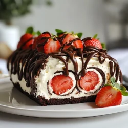 - 4 large eggs - 100g granulated sugar - 75g all-purpose flour - 25g unsweetened cocoa powder - 1/2 teaspoon baking powder - 1/4 teaspoon salt - 1 tablespoon vegetable oil - 200ml heavy cream - 2 tablespoons powdered sugar - 250g fresh strawberries, hulled and sliced - 100g dark chocolate for drizzling To create a perfect Chocolate Strawberry Swiss Roll, you need a few simple ingredients. Start with four large eggs. They provide structure and help the roll rise. Next, you'll need 100 grams of granulated sugar. The sugar adds sweetness and helps create a fluffy texture. For the base, use 75 grams of all-purpose flour. Combine this with 25 grams of unsweetened cocoa powder for that rich chocolate flavor. A half teaspoon of baking powder will help the cake rise, while a quarter teaspoon of salt enhances the taste. Don’t forget one tablespoon of vegetable oil. This keeps the cake moist. For the creamy filling, you'll need 200 milliliters of heavy cream. Sweeten it with two tablespoons of powdered sugar. Finally, the star of this dessert is 250 grams of fresh strawberries. Slice them up to add freshness and flavor. Top it off with 100 grams of melted dark chocolate for a gorgeous finish. This combination of flavors and textures makes this dessert a delight for any occasion. {{ingredient_image_1}} 1. Start by preheating your oven to 180°C (350°F). Take a jelly roll pan, about 15x10 inches, and line it with parchment paper. Lightly grease the paper for easy removal later. 2. In a large bowl, whisk the 4 large eggs with 100g of granulated sugar. Whisk until the mixture turns pale and fluffy. This should take about 5 to 7 minutes. 3. In a separate bowl, sift together 75g of all-purpose flour, 25g of cocoa powder, 1/2 teaspoon of baking powder, and 1/4 teaspoon of salt. Gradually fold this dry mix into the egg mixture until it is just combined. 4. Now, add 1 tablespoon of vegetable oil. Gently fold it in until the batter is smooth. Pour the batter into the prepared pan, spreading it evenly. Bake for 12 to 15 minutes. The sponge should spring back when touched. 1. While the cake bakes, sprinkle a clean kitchen towel with powdered sugar. This will help prevent sticking. 2. Once the sponge is baked, take it out of the oven. Invert the sponge onto the prepared towel. Carefully peel off the parchment paper. While it's still warm, roll the sponge tightly from one short end to the other, using the towel as a guide. Let it cool completely while rolled up. 1. In a new bowl, whip 200ml of heavy cream with 2 tablespoons of powdered sugar until soft peaks form. 2. When the sponge is cool, unroll it gently. Spread the whipped cream evenly over the surface. Place 250g of sliced strawberries on top of the cream. 3. Roll the sponge back up without the towel. Use a gentle touch to keep it tight. 4. Place the rolled cake on a serving platter. Drizzle 100g of melted dark chocolate over the top for a beautiful finish. 5. Chill the Swiss roll in the refrigerator for at least 30 minutes to set before slicing and serving. - Ensuring the sponge is light and airy To make a light and airy sponge, beat the eggs and sugar well. You want the mixture to be pale and fluffy. This step is key. The air you add gives the cake its lift. - Tips for rolling the cake without cracking When rolling the sponge, use a clean kitchen towel. Sprinkle it with powdered sugar first. Roll the cake gently while it's warm. This helps shape it without cracks. Don't rush this part. Allow it to cool in the rolled shape to keep the form. - Using the right temperature for whipping cream For the best whipped cream, chill your bowl and beaters. Cold tools help the cream whip up faster. Aim for soft peaks, not stiff. This keeps the cream light and fluffy. If it’s too warm, it won’t hold its shape well. Pro Tips Use Fresh Strawberries: For the best flavor and presentation, always choose ripe, fresh strawberries. They add sweetness and a vibrant color to your Swiss roll. Keep the Sponge Moist: When rolling the cake, ensure that you do it while it’s still warm. This helps to prevent cracks and keeps the sponge moist. Whip the Cream to the Right Consistency: Be careful not to over-whip the cream. You want it to hold soft peaks, which will make it easy to spread and give a light texture. Chill Before Serving: Allow the Swiss roll to chill in the fridge for at least 30 minutes after assembling. This helps the flavors meld and makes it easier to slice. {{image_2}} You can change up the flavors of your Chocolate Strawberry Swiss Roll. Think about adding other fruits. Raspberries and blueberries work great. They bring a fun twist and pair nicely with chocolate. You can also switch the chocolate type. Use milk chocolate or white chocolate for a different taste. Each choice gives a unique flavor to the roll. If you need a gluten-free option, you can use almond flour. Gluten-free flour also works well. These swaps keep the cake light and tasty without gluten. Try these variations to find your favorite! Serving your Swiss roll can be just as fun as making it! For special occasions, think about how you plate it. Place slices on a decorative plate. Garnish them with extra strawberry slices for color. A light dusting of powdered sugar adds a nice touch too. Drizzling chocolate sauce on top enhances both flavor and looks. You can also serve it with whipped cream on the side. This makes it even more delicious and appealing. Get creative with your presentation to impress your guests! To keep your chocolate strawberry Swiss roll fresh, store it properly. When you have leftovers, wrap the roll tightly in plastic wrap. This helps keep it moist and prevents it from drying out. If you want to refrigerate the Swiss roll, place it in the fridge. It will stay good for about three days. Just remember to cover it well to keep flavors intact. For longer storage, freeze the Swiss roll. Slice it first for easy serving later. Wrap each slice in plastic wrap and then place them in a freezer bag. The Swiss roll can last up to three months in the freezer. When you’re ready to enjoy it again, take it out and let it thaw in the fridge overnight. This keeps the texture nice and soft. Enjoy your delightful treat! Can I make the Swiss roll in advance? Yes, you can. Make the roll the day before. Just store it in the fridge. This helps the flavors blend. What should I do if my sponge cracks? If your sponge cracks, don’t worry! You can still roll it carefully. Use whipped cream to hide the cracks. A drizzle of chocolate can help too. Can I use store-bought whipped cream instead? Yes, you can use store-bought whipped cream. It saves time and tastes good. Just make sure it’s thick enough to hold the strawberries. What are the best accompaniments for the Swiss roll? Fresh fruits work well. Think berries or extra sliced strawberries. A scoop of vanilla ice cream adds creaminess. How to serve for parties and gatherings? Slice the Swiss roll into even pieces. Arrange them on a nice platter. Garnish with more strawberries and a light dusting of powdered sugar. Tips for cutting and plating the rolls beautifully Use a sharp knife for clean cuts. Wipe the knife between slices for neat pieces. Serve on plates with chocolate drizzle for a fancy touch. This Swiss roll recipe features rich chocolate and fresh strawberries, making it perfect for any occasion. We covered the key ingredients, step-by-step instructions, and helpful tips for great results. You learned ways to customize flavors and enhance the roll's appearance. Lastly, storing leftovers maintains freshness and taste. Enjoy making this delightful dessert and impressing friends and family with your skills. Happy baking!