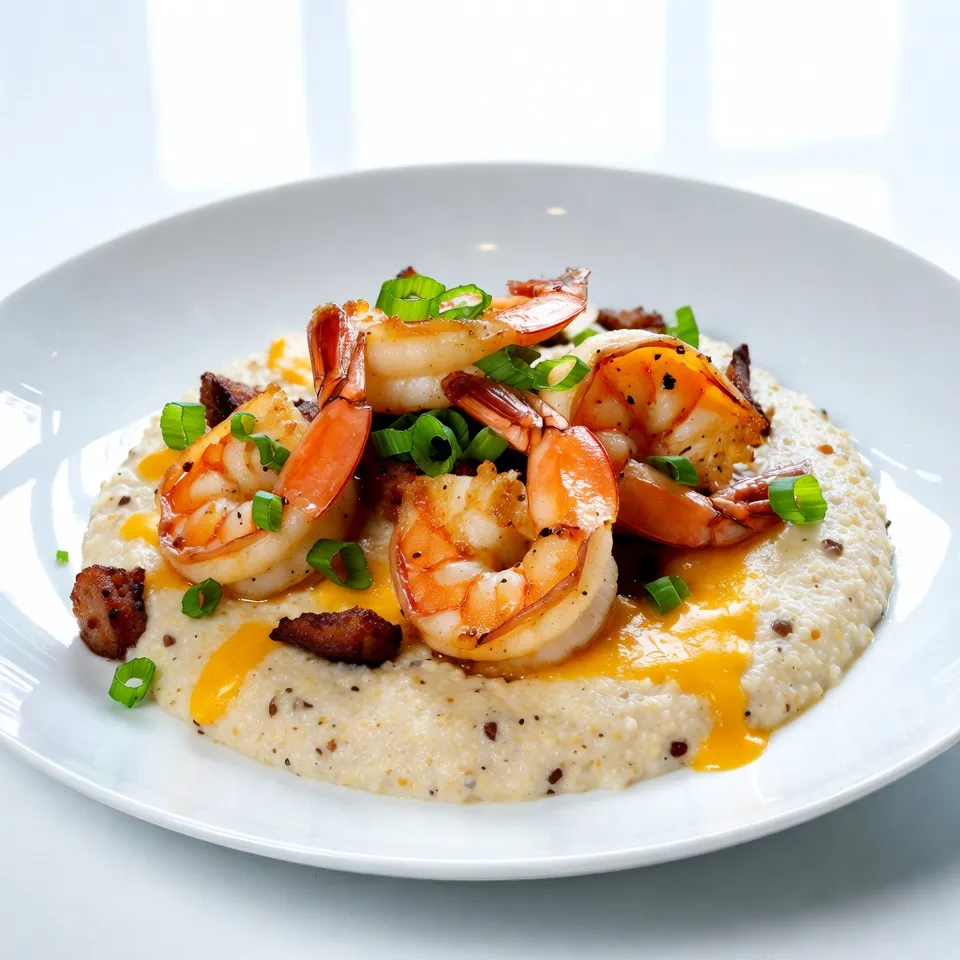 - 1 pound large shrimp, peeled and deveined - 1 cup grits (stone-ground preferred) - 4 cups chicken or vegetable broth - 1/2 cup cheddar cheese, shredded - 1/4 cup heavy cream - 1/2 cup diced andouille sausage - 1 tablespoon Cajun seasoning - 1 small onion, finely chopped - 1 red bell pepper, diced - 2 cloves garlic, minced - 2 tablespoons olive oil - Salt and pepper to taste These main ingredients create the base of this dish. The large shrimp are the star, bringing a sweet flavor. The grits act as a creamy canvas that soaks up all the delicious sauce. The andouille sausage adds a smoky punch. Each ingredient works together to make a hearty meal. - Lemon juice (for brightness) - Hot sauce (for extra heat) - Fresh herbs like parsley or thyme (for freshness) Adding lemon juice gives a nice zing. A dash of hot sauce can bring the heat you crave. Fresh herbs add color and a hint of earthiness. Feel free to mix and match these options. - 2 green onions, sliced - Fresh parsley or cilantro, chopped Garnishing with green onions adds a crunchy bite. Fresh herbs not only look pretty but also enhance the taste. These simple touches elevate the dish and make it more appealing. {{ingredient_image_1}} Start by boiling 4 cups of chicken or vegetable broth in a medium pot. Once it boils, slowly whisk in 1 cup of grits. This helps avoid lumps. Lower the heat and stir often. Cook until the grits thicken, about 5 to 7 minutes. Add 1/4 cup of heavy cream and 1/2 cup of shredded cheddar cheese. Stir well and keep warm on low heat. Heat 2 tablespoons of olive oil in a large skillet over medium heat. Add 1/2 cup of diced andouille sausage to the skillet. Sauté the sausage until it gets brown, around 3 to 4 minutes. Remove the sausage from the skillet and set it aside. Leave the drippings in the pan for flavor. In the same skillet, add the chopped onion, diced red bell pepper, and minced garlic. Cook these veggies for about 5 minutes. Stir them until they soften and smell great. This step adds depth to your dish. Now, it’s time for the shrimp! Add 1 pound of peeled and deveined shrimp to the skillet. Sprinkle in 1 tablespoon of Cajun seasoning, along with salt and pepper to taste. Cook for 3 to 5 minutes, until the shrimp turn pink and opaque. Once cooked, add the sautéed sausage back into the skillet and mix everything together. To serve, take a generous spoonful of the creamy cheese grits and place it on each plate. Top it with the Cajun shrimp and sausage mixture. The rich flavors will blend beautifully. For the final touch, sprinkle sliced green onions on top of each plate. This adds a fresh burst of flavor and color. Enjoy your delicious Cajun shrimp and grits! To make great grits, use stone-ground grits. They have more flavor and texture. Start by boiling chicken or vegetable broth in a pot. Whisk in grits slowly to avoid clumps. Stir often to keep them from sticking. After about 5-7 minutes, they should thicken nicely. Add heavy cream and cheddar cheese for creaminess. Always keep the heat low and cover the pot to keep them warm. For perfect shrimp, choose large, fresh ones. Peel and devein them before cooking. Heat olive oil in a skillet on medium heat. Add the shrimp and cook for 3-5 minutes. Watch for them to turn pink and opaque. Overcooking will make them tough, so keep an eye on them. Use Cajun seasoning for that authentic taste. This mix of spices gives shrimp and grits their kick. You can also add some salt and pepper to enhance the flavor. Feel free to adjust the seasoning to match your taste. A little extra heat can come from adding cayenne pepper if you like spicy food. For this dish, you’ll need a medium pot for the grits. A large skillet works best for cooking shrimp and sausage. A whisk helps mix the grits smoothly. Use a spatula to stir the shrimp and veggies in the skillet. If you have measuring cups and spoons, they make cooking easier and more precise. Pro Tips Use Stone-Ground Grits: For the best texture and flavor, opt for stone-ground grits instead of instant or quick-cooking varieties. Don’t Overcook the Shrimp: Cook the shrimp just until they turn pink and opaque; overcooking can lead to a rubbery texture. Adjust the Spice Level: Tweak the amount of Cajun seasoning according to your taste preference; start with less and add more if desired. Rest the Grits: Let the grits sit for a few minutes after cooking to thicken up before serving, enhancing their creaminess. {{image_2}} You can make a vegetarian version of this dish. Instead of shrimp, use roasted vegetables. Bell peppers, zucchini, and mushrooms work well. Cook them with Cajun seasoning to keep the flavor strong. Use vegetable broth to prepare the grits. Add some extra cheese for creaminess. This version is just as tasty and satisfying. If you love heat, try a spicy version. Use extra Cajun seasoning or add cayenne pepper. You can also mix in diced jalapeños when cooking the vegetables. For more flavor, add a splash of hot sauce to the shrimp. This dish will have a kick that warms you up. You can replace shrimp with other proteins. Chicken or fish works great in this dish. For chicken, cut it into small pieces and cook it like the shrimp. For fish, use firm types like catfish or tilapia. Both options will soak up the Cajun flavors. You can also use tofu for a plant-based choice. This keeps the meal hearty and delicious. To store your Cajun shrimp and grits, let them cool first. Place the dish in an airtight container. This keeps the meal fresh and safe. Make sure you eat the leftovers within three days for the best taste. When you reheat, do it gently. Use a microwave or stovetop. For the microwave, heat in short bursts. Stir in between to avoid hot spots. If using the stovetop, add a splash of broth or water. This helps keep the grits creamy. Heat on low until warm. You can freeze leftover Cajun shrimp and grits, but it may change the texture. If you freeze, place in a freezer-safe container. Use within one month for the best flavor. To thaw, move it to the fridge overnight. Then, reheat as mentioned above. Storing in the fridge is best for short-term use. Use large shrimp for this dish. They hold up well in cooking. Fresh shrimp adds great taste. Frozen shrimp work too; just thaw them first. Look for shrimp that are peeled and deveined. This saves you time and effort. You can use instant grits, but stone-ground grits are best. Stone-ground grits have a richer flavor and creamier texture. Instant grits cook faster, but they lack depth. If you're short on time, instant works, but stone-ground is worth the wait. Pair your dish with a light salad or crusty bread. A fresh green salad adds crunch and brightness. You can also serve it with sautéed greens for extra flavor. Lemon wedges on the side brighten the whole meal. Adjust the Cajun seasoning to fit your taste. For mild, use less seasoning. Adding a bit of sugar can tone down heat too. If you like spice, add cayenne pepper or hot sauce. Taste as you go to find your sweet spot. Cajun shrimp and grits come from Louisiana. It blends French, Spanish, and African cultures. The dish started as a breakfast food for farmers. Over time, it became a staple in Cajun cuisine. Now, it’s loved by many for its rich flavors. Cajun shrimp and grits is a delicious dish that mixes savory flavors and textures. We explored key ingredients, step-by-step instructions, and helpful tips to make your cooking easy. I also shared fun variations to suit every taste, whether you want it spicy or vegetarian. Proper storage tips ensure leftovers stay fresh. Enjoy experimenting and making this dish your own. I hope you feel ready to whip up this classic meal!