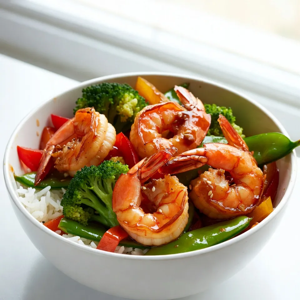 - 1 lb (450g) large shrimp, peeled and deveined - 2 tablespoons honey - 3 tablespoons soy sauce - 2 tablespoons fresh ginger, minced - 3 cloves garlic, minced - 1 cup bell peppers, sliced (any color) - 1 cup broccoli florets - 1 cup snap peas - 2 tablespoons vegetable oil - Salt and pepper - 1 teaspoon sesame seeds (optional for garnish) - Cooked rice or quinoa, for serving The honey garlic shrimp stir fry shines with vibrant flavors and colors. The key is using fresh, quality ingredients. Start with large shrimp. They cook quickly and soak up the sauce well. Honey adds sweetness, while soy sauce offers a salty depth. Fresh ginger and garlic bring warmth and bite. I love using colorful bell peppers for crunch. Broccoli florets and snap peas add a nice green touch. Don’t forget the oil! It helps everything cook evenly. Season with salt and pepper to taste. If you want a little crunch, sprinkle on sesame seeds before serving. Finally, serve this dish over warm rice or quinoa. It makes a hearty meal! {{ingredient_image_1}} To start, grab a small bowl. Add 2 tablespoons of honey. Then, pour in 3 tablespoons of soy sauce. Next, add 2 tablespoons of minced ginger and 3 cloves of minced garlic. Mix everything well until smooth. Set this tasty sauce aside for later. Now, heat 2 tablespoons of vegetable oil in a large skillet or wok. Make sure the oil is hot. Once it is, add 1 pound of large shrimp. Season them with salt and pepper. Stir-fry the shrimp for about 2 to 3 minutes. They will turn pink and cook through. Once ready, take the shrimp out and set them aside. In the same skillet, add 1 cup of sliced bell peppers, 1 cup of broccoli florets, and 1 cup of snap peas. Stir-fry these veggies for about 3 to 4 minutes. You want them to be tender-crisp. Keep moving them so they cook evenly and stay bright in color. Return the cooked shrimp to the skillet. Now, pour the honey garlic sauce over everything. Toss the shrimp and vegetables together until they are well coated. Heat everything through for another 1 to 2 minutes. Then, it’s time to serve your delicious stir fry over cooked rice or quinoa. Enjoy! To achieve the right shrimp texture, start with fresh shrimp. Look for large shrimp that are firm and pink. Cook them in hot oil for just 2-3 minutes. They should turn pink and curl slightly. This means they are done. Overcooking makes shrimp rubbery, so watch them closely. For crisp-tender vegetables, cut them into even pieces. This helps them cook evenly. Add the harder veggies, like broccoli, first. Stir-fry them for a few minutes. Then, add softer veggies, like bell peppers and snap peas. Cook until the colors are bright and they are slightly tender. To boost the flavor, try adding red pepper flakes for heat. A splash of lime juice adds brightness too. You can also add a pinch of sugar if you like it sweeter. Balancing flavors is key. The honey gives sweetness, while the soy sauce adds saltiness. Taste the sauce before adding it to the stir fry. Adjust it to your liking. A touch of sesame oil at the end can deepen the flavor. Pro Tips Prep Your Ingredients: Before you start cooking, have all your ingredients washed, sliced, and ready to go. This will make the stir-frying process quick and efficient. Use High Heat: Stir-frying requires high heat to achieve that perfect sear on the shrimp and veggies. Ensure your skillet or wok is hot before adding any ingredients. Don’t Overcrowd the Pan: Cook the shrimp and vegetables in batches if necessary. Overcrowding can lower the temperature and lead to steaming instead of stir-frying. Customize Your Veggies: Feel free to substitute or add any of your favorite vegetables to the stir-fry, such as carrots, zucchini, or snap peas to keep it fresh and exciting. {{image_2}} You can swap shrimp for other proteins. Chicken works well in this dish. Simply cut it into bite-sized pieces. Tofu is a great choice for a vegan option. Use firm tofu, and cube it for best results. Beef can also be used, but choose a tender cut like sirloin. Cook it quickly to keep it juicy. Feel free to change the vegetables in your stir fry. Carrots, zucchini, or green beans add great texture. You can also use mushrooms for an earthy flavor. Seasonal vegetables like asparagus in spring or squash in fall keep it fresh. Mix and match to suit your taste and what you have at home. For a gluten-free option, swap soy sauce with tamari. It has a similar taste and works well. If you're vegan, use maple syrup or agave nectar instead of honey. These substitutes add sweetness without losing flavor. Always check labels to ensure your ingredients fit your diet. To keep your Honey Garlic Shrimp Stir Fry fresh, store it in an airtight container. Place it in the fridge within two hours of cooking. This helps to prevent bacteria growth. Enjoy it within three days for the best taste. Always let the dish cool to room temperature before sealing it. Reheat your stir fry on the stove for the best results. Heat a non-stick skillet over medium heat. Add a splash of water or oil to keep it moist. Stir the dish gently until it's heated through. You can also use the microwave, but be sure to cover it. Heat in short bursts, stirring in between. This prevents uneven heating. To freeze your stir fry, let it cool completely first. Place it in a freezer-safe container or bag. Remove as much air as you can. Label it with the date. You can freeze it for up to three months. To thaw, place it in the fridge overnight. Heat it on the stove or microwave until warm. This way, you can enjoy it again later! Cooking shrimp takes only 2-3 minutes. When shrimp are pink and opaque, they are done. Too much cooking makes them tough. Yes, you can make it ahead. Cook the shrimp and veggies, then store them. Keep the sauce separate. When ready to eat, just reheat everything and mix with the sauce. Serve this dish over cooked rice or quinoa. You can also add a side salad for freshness. For extra color, garnish with lime wedges and sesame seeds. Yes, frozen shrimp work well. Just thaw them before cooking. This step helps keep the texture nice. Cook them as you would fresh shrimp. This blog post walks you through making Honey Garlic Shrimp Stir Fry. You learned about the main ingredients, seasonings, and garnishes. The step-by-step guide helps you prepare the honey garlic sauce, cook shrimp, and stir-fry fresh veggies. In the end, you can switch up proteins and veggies to suit your taste. Store leftovers properly to enjoy later. With these tips, your stir fry will impress everyone. Enjoy your cooking journey and make it your own!