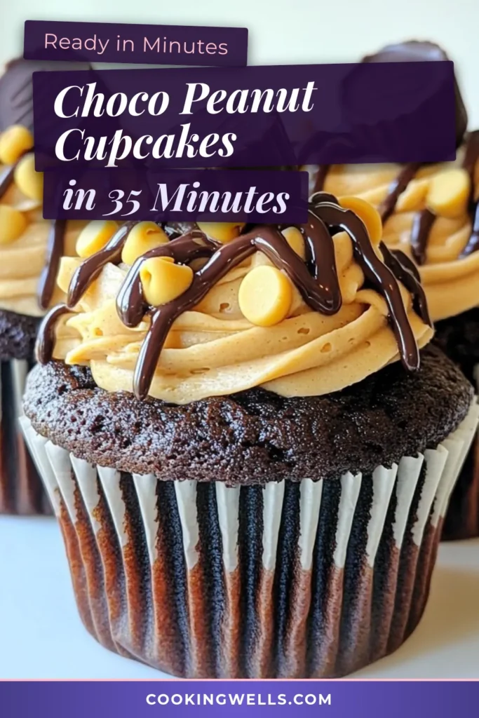 Indulge in these irresistible Choco-Peanut Butter Cupcakes that combine rich chocolate and creamy peanut butter in every bite! This easy cupcake recipe features a decadent chocolate cupcake recipe topped with a silky peanut butter frosting recipe. Perfect for any celebration or sweet craving, these cupcakes will delight all dessert lovers. Save this recipe and treat yourself today! #ChocolateCupcakes #PeanutButterFrosting #DecadentCupcakes #EasyCupcakeRecipes