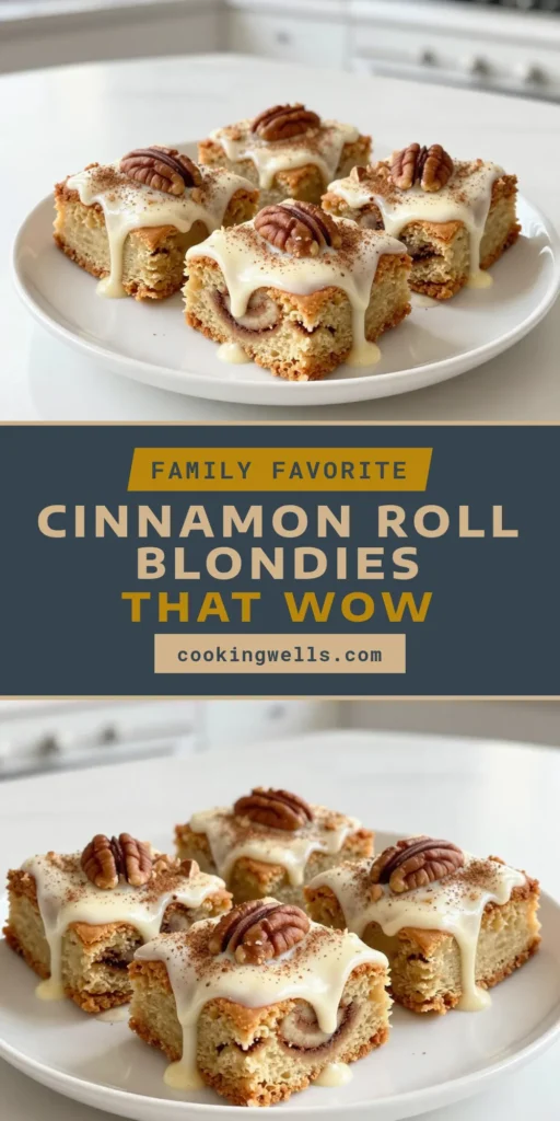 Indulge in the delightful world of Cinnamon Roll Blondies! This easy blondies recipe combines rich, buttery blondies with a cinnamon swirl and a creamy cream cheese glaze recipe for the perfect cinnamon dessert bars. Loaded with pecans, these blondies are a treat everyone will love. Bake your own batch today and savor the sweetness. Don't forget to save this recipe for later! #CinnamonRollBlondies #EasyBlondiesRecipe #CinnamonDessertBars #BlondiesWithPecans