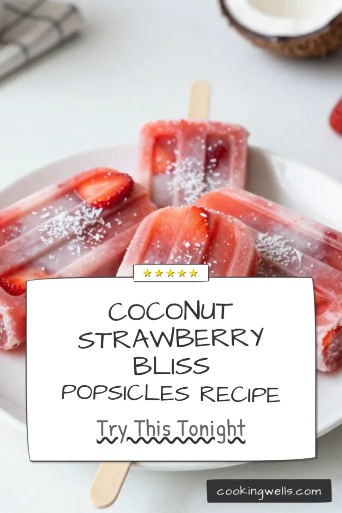 Satisfy your sweet tooth with these delicious strawberry coconut popsicles! This healthy popsicle recipe combines fresh strawberries and creamy coconut milk for a refreshing frozen strawberry treat that's perfect for warm days. Homemade fruit popsicles are easy to make and customizable, allowing you to adjust sweetness to your liking. Enjoy a guilt-free dessert thatβs both fun and nutritious. Save this recipe now! #StrawberryCoconutPopsicles #HealthyPopsicleRecipe #CoconutMilkPopsicles #FrozenStrawberryTreats