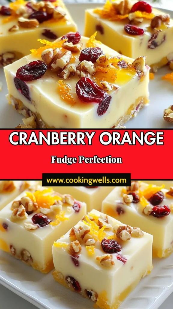 Indulge in this delightful Cranberry Orange Fudge recipe that combines creamy white chocolate fudge with tart cranberries and zesty orange for a festive treat! Perfect for your holiday gatherings, this easy chocolate fudge is a no-bake dessert that everyone will love. Make this holiday fudge recipe and impress your friends and family! Click to discover the full recipe and save for later! #CranberryOrangeFudge #HolidayFudgeRecipes #EasyChocolateFudge #NoBakeFudgeDesserts