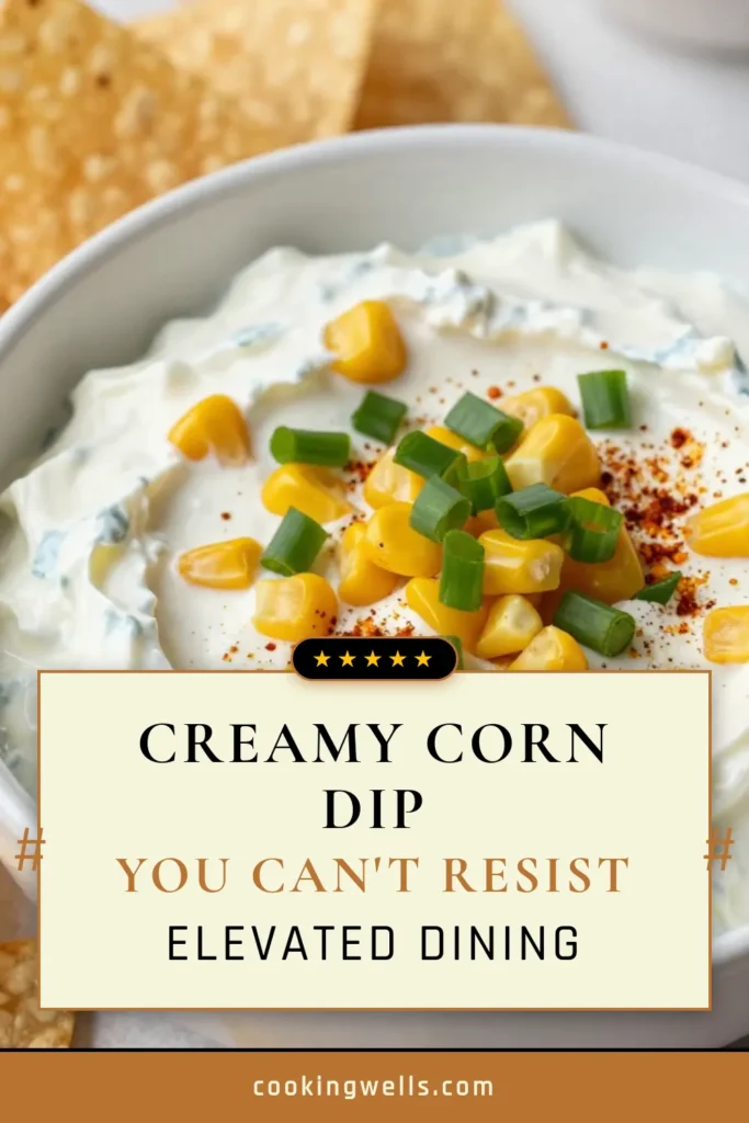 Indulge in this Creamy Jalapeño Corn Dip that's perfect for your next gathering! This easy corn dip appetizer features a delightful blend of cream cheese, Greek yogurt, sweet corn, and just the right kick from jalapeños. Our jalapeño dip recipe is a crowd-pleaser, offering rich flavors in every bite. Serves 6-8 and pairs perfectly with tortilla chips. Save this spicy corn dip recipe to impress your guests today! #JalapeñoDip #CornDip #Appetizers #Recipes