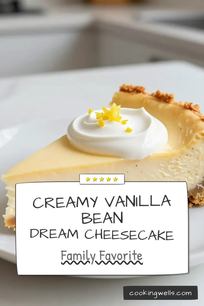 Indulge in this creamy cheesecake recipe featuring the richness of vanilla bean cheesecake. With a delightful graham cracker crust, this homemade cheesecake dessert is truly the best cheesecake with vanilla flavors. Perfect for any occasion, you'll love the velvety texture and fresh ingredients in this delectable treat. Try it today! Save this recipe for your next baking adventure! #VanillaBeanCheesecake #HomemadeDessert #CheesecakeRecipe #BakingIdeas