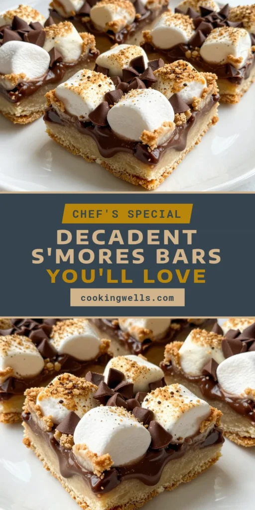 Indulge in these mouthwatering chocolate chip s'mores bars that combine gooey chocolate and crunchy graham crackers for a delightful twist on a classic favorite. This easy s'mores dessert recipe is perfect for any occasion and sure to please your crowd. Follow this homemade s'mores bars recipe and enjoy every bite! Save this to your recipe board for the ultimate baking s'mores bars experience! #Sweets #DessertRecipe #Baking #ChocolateLovers