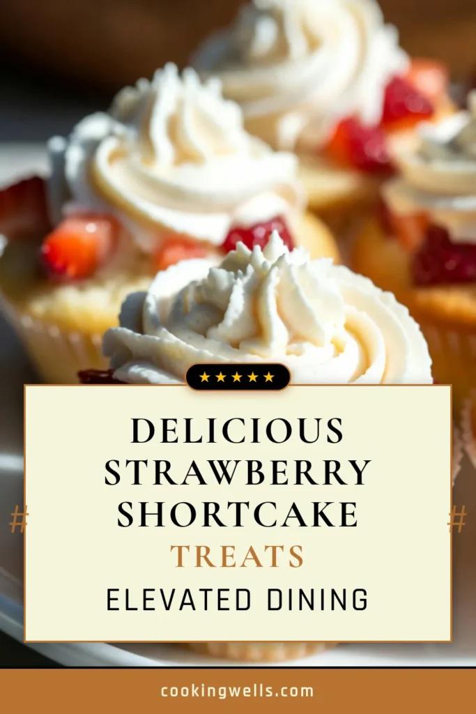 Indulge in these delicious strawberry shortcake cupcakes, a perfect summer dessert idea! This easy strawberry cupcake recipe features moist vanilla cupcakes with fresh strawberries, topped with a luscious whipped cream cupcake topping. Each bite is a delightful homemade strawberry dessert. Ideal for gatherings, these cupcakes will impress everyone! Save this recipe for your next summer celebration! #StrawberryShortcakeCupcakes #SummerDessertIdeas #HomemadeDesserts #CupcakeRecipe