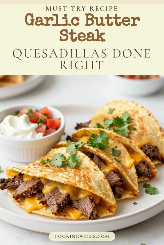 Indulge in these delicious Garlic Butter Steak Quesadillas, featuring a mouthwatering Flank Steak Quesadilla Recipe that's easy to prepare! With flavorful homemade steak quesadillas bursting with cheesy goodness, this Garlic Butter Recipe for Quesadillas is sure to impress. Perfect for family dinners or casual get-togethers. Click to discover how to make these easy quesadillas with cheese and enjoy! #QuesadillaRecipe #SteakLovers #EasyDinner #GarlicButter