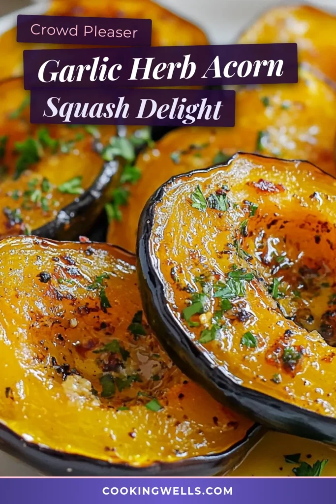 Discover the deliciousness of Garlic Herb Roasted Acorn Squash with this easy acorn squash preparation. This roasted acorn squash recipe is perfect as a healthy acorn squash side dish, packed with flavors from garlic and herbs. It's a delightful vegan acorn squash recipe you'll want to make again and again. Perfect for any meal, try it today and elevate your dinner! Save this recipe for later! #GarlicHerbAcornSquash #RoastedAcornSquash #HealthyRecipes #VeganDelights
