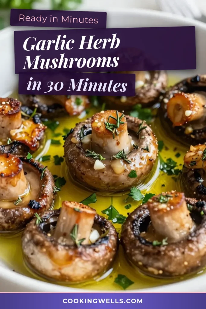 Discover the delightful world of Garlic Herb Roasted Mushrooms with this easy mushroom recipe! Perfect for a flavorful side or vegetarian mushroom dish, these roasted mushrooms with garlic are sure to impress. Simply toss mushrooms in a fragrant herb oil, roast to perfection, and enjoy a savory treat. Don't miss out – save this oven roasted mushrooms recipe for your next meal! #GarlicHerbMushrooms #EasyMushroomRecipes #VegetarianDishes #OvenRoastedMushrooms