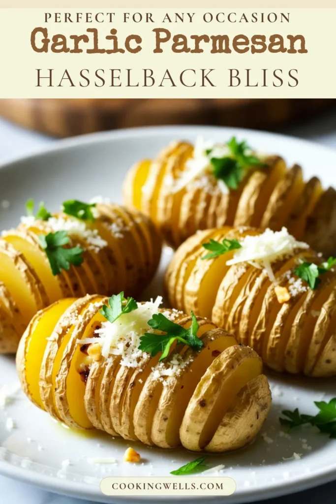 Discover the deliciousness of Garlic Parmesan Hasselback Potatoes with this easy potato side dish that steals the show! This Hasselback potato recipe combines crispy garlic potatoes with melted butter, garlic, and hearty Parmesan for a flavor explosion. Perfect for any meal, these oven-baked potatoes are sure to impress your family and friends. Try this recipe today and enhance your dinner table! #GarlicParmesan #HasselbackPotatoes #PotatoRecipe #EasySides