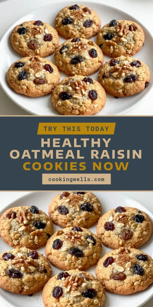 Start your day right with these delicious oatmeal raisin breakfast cookies! This easy cookie recipe features wholesome ingredients like rolled oats, whole wheat flour, and raisins, making them perfect as healthy breakfast cookies. These vegan breakfast cookies are simple to make and packed with flavor. Enjoy a guilt-free treat that satisfies your sweet tooth. Try this wholesome cookie recipe today and save the pin for later! #OatmealRaisinCookies #HealthyBreakfastCookies #VeganBreakfastCookies #EasyCookieRecipe