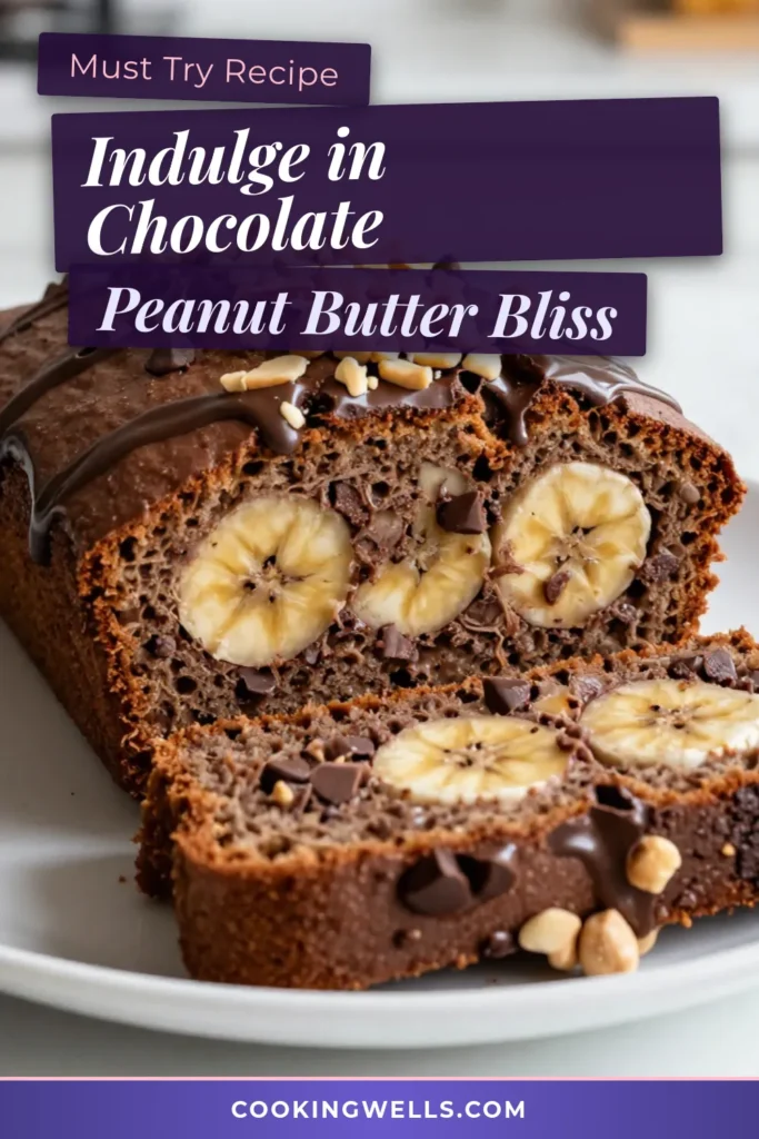 Indulge in the deliciousness of chocolate peanut butter banana bread! This easy banana bread recipe combines mashed ripe bananas with creamy peanut butter and rich chocolate chips, creating a moist and flavorful treat. Perfect for breakfast or dessert, this homemade banana bread with chocolate is also a healthy banana bread option. Try our chocolate chip banana bread recipe today and share it with friends! Save this recipe for later! #BananaBread #ChocolatePeanutButter #HealthyBaking #EasyRecipes