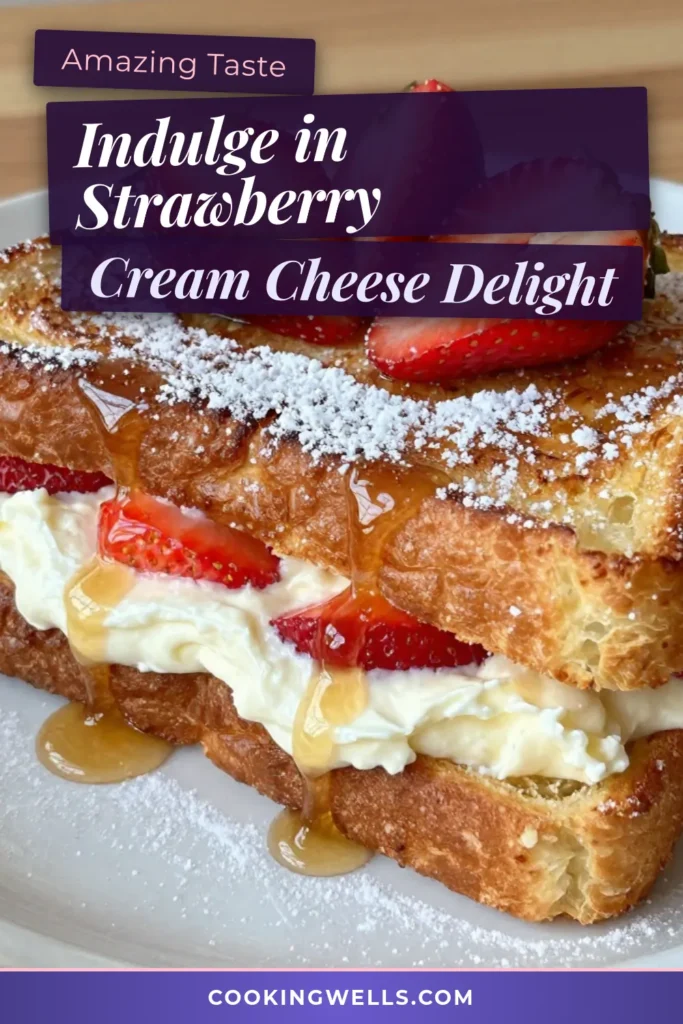 Indulge in this delicious Strawberry Cream Cheese Stuffed French Toast, a delightful twist on the classic French toast recipe. Perfect for breakfast, this easy French toast recipe features a creamy filling made with fresh strawberries and velvety cream cheese. Impress your family with stuffed French toast that’s loaded with flavor. Don’t miss out—save this breakfast recipe with strawberries for your next brunch! #FrenchToast #EasyRecipes #BreakfastIdeas #Strawberries