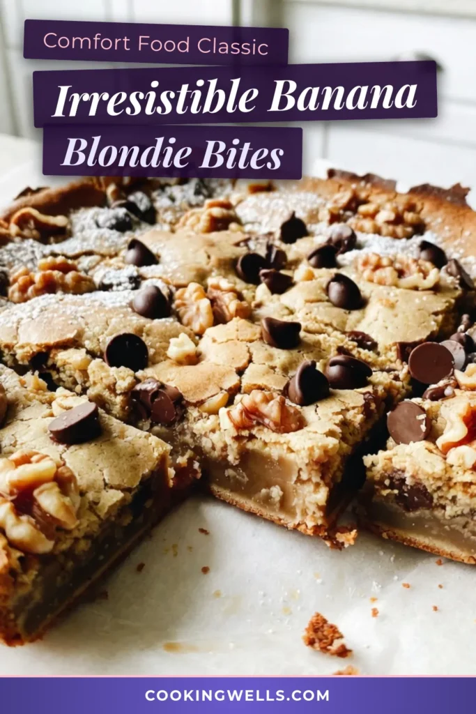 Indulge in these delightful Banana Bread Blondies, the perfect easy banana dessert recipe that everyone will love! With chewy banana blondies packed with chocolate chips and optional nuts, these blondie bars are a tasty twist on classic banana bread. Bake a batch for your next gathering or enjoy as a sweet treat at home. Ready to satisfy your cravings? Try this recipe today! #BananaBreadBlondies #ChewyBananaBlondies #DessertRecipe #ChocolateChipBlondies