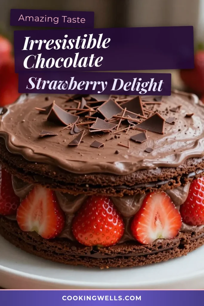 Indulge in this delicious Chocolate Strawberry Icebox Cake, a perfect no-bake chocolate cake that combines creamy whipped cream dessert with fresh strawberries and crunchy chocolate wafer cookies. Easy to make, this strawberry dessert recipe is ideal for any occasion. Impress your guests with this delightful chocolate wafer cookie cake that requires minimal effort! Try it today and save for later! #ChocolateStrawberryIceboxCake #NoBakeDesserts #StrawberryDessertRecipe #ChocolateWaferCookies