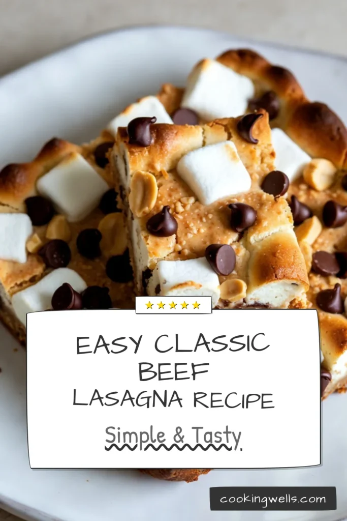 Indulge in the ultimate crunchy s'mores bar recipe with these easy Peanut Butter S’mores Bars. This no-bake s'mores dessert combines creamy peanut butter, gooey marshmallows, and rich chocolate for a delightful treat. Perfect for any occasion and ready in just 25 minutes! Don’t miss out on making these delicious easy marshmallow peanut butter bars for your next get-together. Save this recipe for a tasty chocolate and peanut butter dessert! #PeanutButterS'moresBars #NoBakeDessert #S'moresRecipe #EasyDesserts