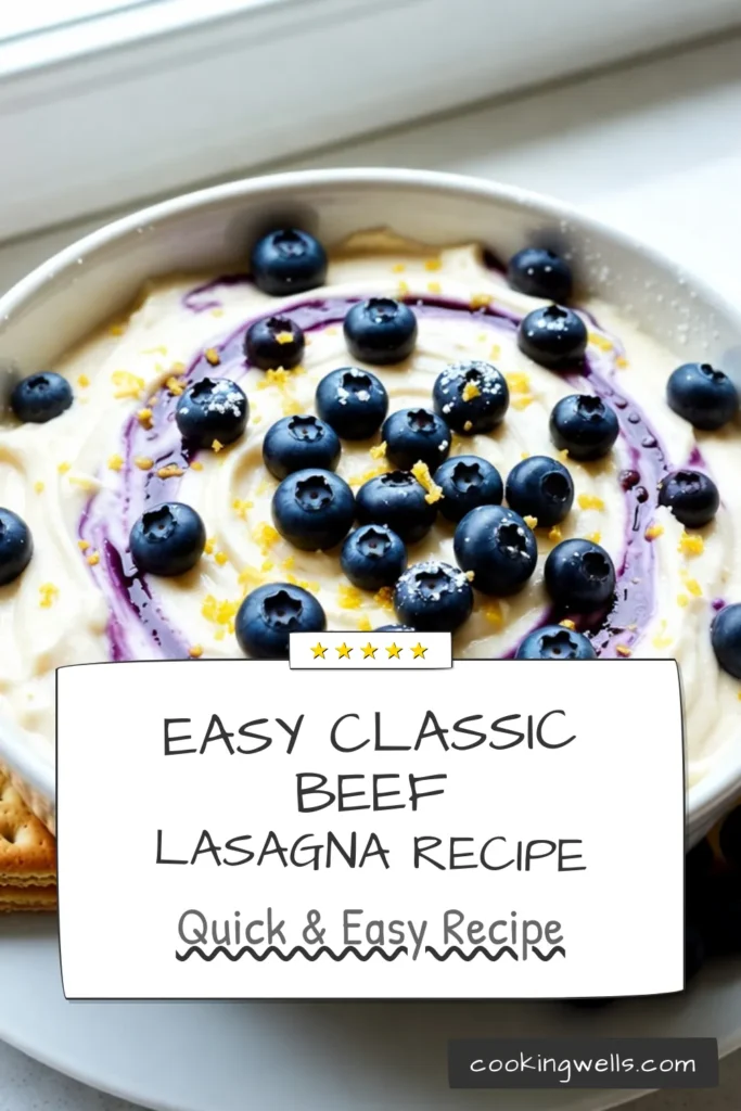 Indulge in this easy Lemon Blueberry Cheesecake Dip, a delightful twist on a classic dessert. This no-bake blueberry dip combines creamy cheese and fresh flavors for a perfect summe treat. Whether you're hosting friends or enjoying a cozy night in, this cheesecake dip recipe is a hit! Serve it with graham crackers or fruit slices for an irresistible snack. Get the recipe and enjoy this cream cheese fruit dip today! #LemonBlueberryDip #EasyLemonDessert #NoBakeDip #CheesecakeDipRecipe