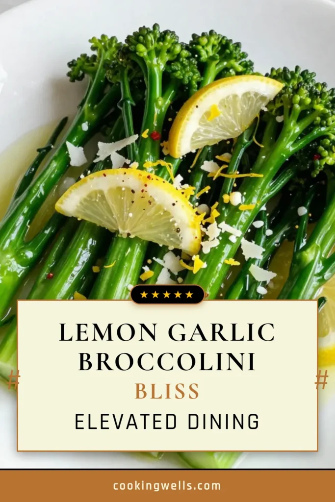 Looking for a delicious and healthy broccolini side dish? Try this Lemon Garlic Broccolini recipe! This quick broccolini recipe features sautéed broccolini with garlic, brightened by zesty lemon. Perfect for a vegan meal when you swap Parmesan for nutritional yeast. Easy to make and packed with flavor, this dish will elevate any dinner. Save this recipe to enjoy a healthy, vibrant side dish tonight! #broccolini #veganrecipes #healthyfood #easycooking