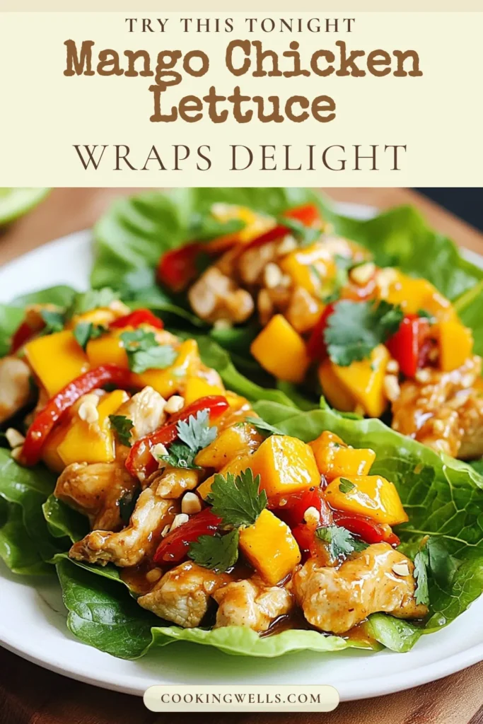 Discover the perfect summer meal with these Mango Chicken Lettuce Wraps! These healthy chicken recipes are not only low-carb but also incredibly quick to prepare, making them ideal for busy weeknights. Enjoy a tasty blend of diced chicken, fresh mango, and vibrant veggies wrapped in crisp lettuce. Elevate your summer chicken salads with this delicious recipe! Try it today and make dinner a breeze. Don't forget to save this for later! #MangoChickenLettuceWraps #HealthyChickenRecipes #LowCarbLettuceWraps #QuickDinnerRecipes