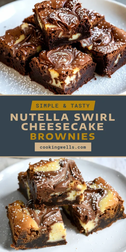 Indulge in these delicious Nutella Swirl Cheesecake Brownies, the ultimate treat for Nutella lovers! This easy swirl brownie recipe combines rich brownies with a creamy Nutella cheesecake filling, creating irresistible cheesecake brownie bars. Perfect for gatherings or a sweet craving, these easy Nutella brownies will become your go-to dessert. Don’t miss out; try this Nutella dessert recipe today! #NutellaBrownies #CheesecakeBrownies #DessertIdeas #BakingRecipes