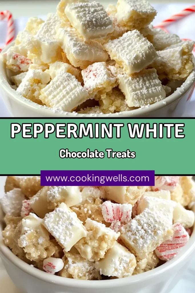 Indulge in the festive flavor of Peppermint Muddy Buddies this holiday season! This easy White Chocolate Snack Mix combines crunchy Chex cereal, creamy peanut butter, and a minty twist, making it the perfect no-bake peppermint dessert. Try this delightful recipe that's a hit for holiday treat gatherings! Perfect for sharing or gifting, you won't want to miss out. Save it now for your next celebration! #PeppermintMuddyBuddies #HolidayTreats #NoBakeDesserts #ChexMixVariations
