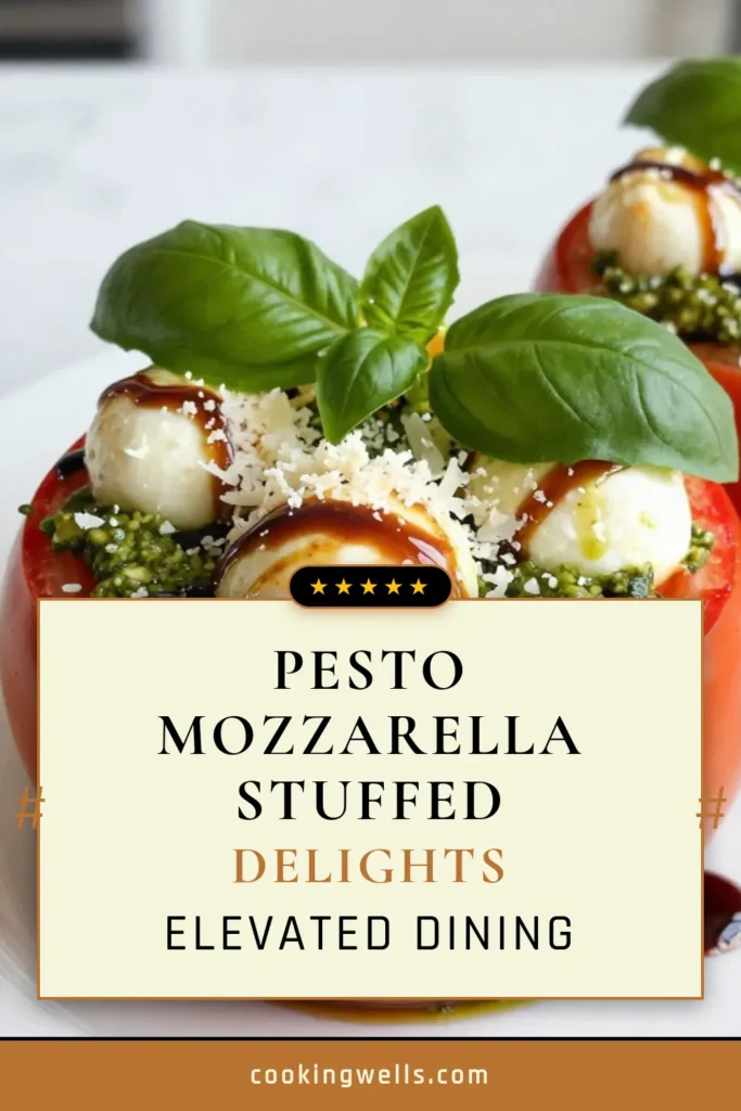 Discover the deliciousness of pesto mozzarella stuffed tomatoes, a perfect addition to your meal rotation! This baked stuffed tomatoes recipe features fresh mozzarella and basil pesto for a burst of flavor. Easy tomato recipes like this one are not only healthy but also quick to prepare. Elevate your dining experience with this delightful dish. Try it tonight and save for later! #PestoRecipes #StuffedTomatoes #EasyHealthyMeals #TomatoLovers