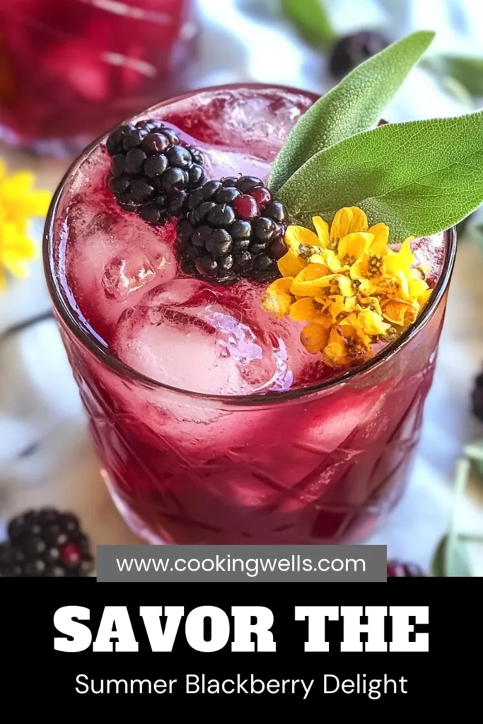 Enjoy a refreshing blackberry mocktail with this Blackberry Sage Smash Mocktail recipe! Perfect for summer, this sage cocktail recipe combines fresh blackberries, fragrant sage, and sparkling water for a delicious non-alcoholic drink. Discover healthy mocktail ideas that keep you cool and hydrated. Try this easy recipe today and elevate your summer gatherings! Save this for your next party! #BlackberryMocktail #SageCocktailRecipe #NonAlcoholicDrinks #RefreshingSummerBeverages