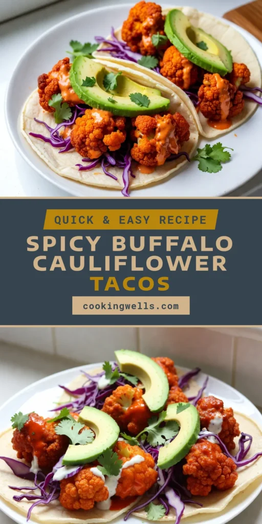 Craving a flavorful twist on traditional tacos? Try these Buffalo Cauliflower Tacos for a delicious and healthy meal! This Vegan Tacos Recipe features cauliflower florets coated in spicy buffalo sauce, making for a unique and satisfying taco filling. Enjoy a spicy cauliflower recipe that’s perfect for any occasion. Get the full recipe and transform your taco night! Save this for later! #BuffaloCauliflowerTacos #VeganTacosRecipe #HealthyEating #SpicyCauliflowerRecipe