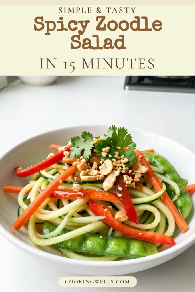 Discover the vibrant flavors of Spicy Thai Zoodle Salad, a refreshing and nutritious Zucchini Noodle Salad Recipe that's perfect for any meal! This Healthy Thai Salad is not only gluten-free but also an easy vegan Thai recipe that everyone will love. Packed with fresh veggies and a spicy kick, it's the ideal dish for a quick dinner or light lunch. Try this delicious twist on salad today! Save for later! #SpicyThaiZoodleSalad #ZoodleSalad #HealthyThaiRecipe #VeganSalad