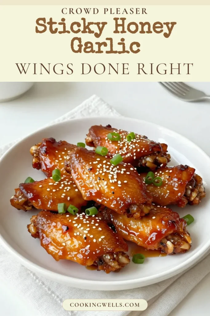 Get ready to impress with these honey garlic chicken wings! This sticky chicken wings recipe features an easy chicken wings marinade that guarantees flavorful, crispy chicken wings oven-baked to perfection. Marinate overnight for extra taste and serve on game day or at your next gathering. Try these baked honey garlic wings and elevate your appetizer game! Save this recipe today! #HoneyGarlicChickenWings #StickyChickenWings #CrispyChickenWingsOven #EasyChickenWingsMarinade