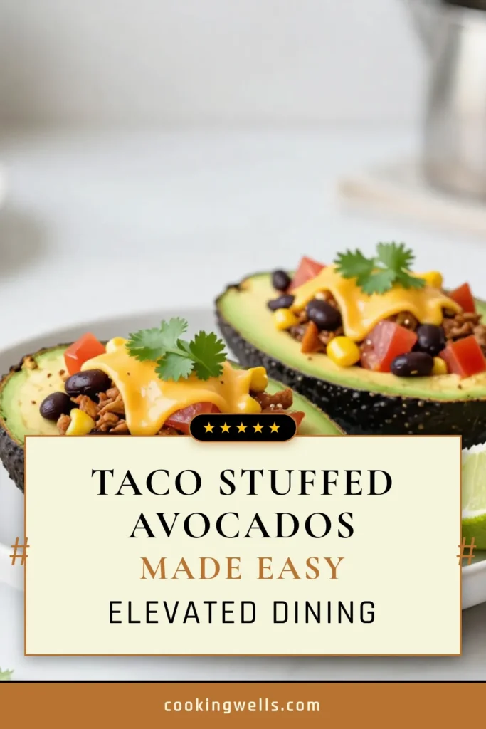 Looking for a quick dinner idea? Try these delicious taco stuffed avocados! This healthy avocado recipe combines ground turkey with fresh veggies, making it a perfect choice for busy weeknights. It’s a satisfying, easy Mexican recipe that your whole family will love. Ready in just 25 minutes, it’s the ultimate blend of taste and nutrition. Save this recipe for your next meal! #TacoStuffedAvocados #HealthyRecipes #QuickDinnerIdeas #MexicanCuisine