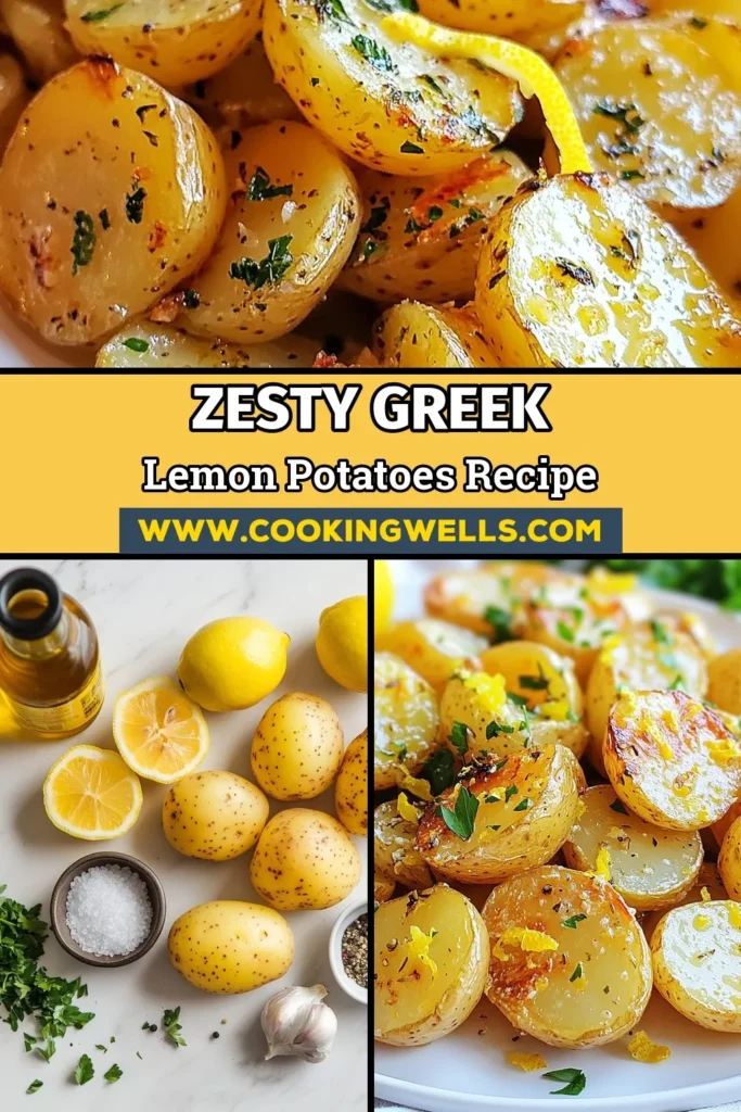 Discover the vibrant flavors of Greek lemon potatoes in this zesty roasted potatoes recipe. Using baby Yukon gold potatoes, this Mediterranean potato side dish is infused with fresh lemon juice and garlic, making it the perfect complement to any meal. Easy to prepare and full of flavor, these lemon garlic potatoes are sure to impress your family and guests. Try this delicious recipe today and elevate your dinner table! Save for later! #GreekLemonPotatoes #ZestyRoastedPotatoes #MediterraneanSideDishes #YukonGoldPotatoes