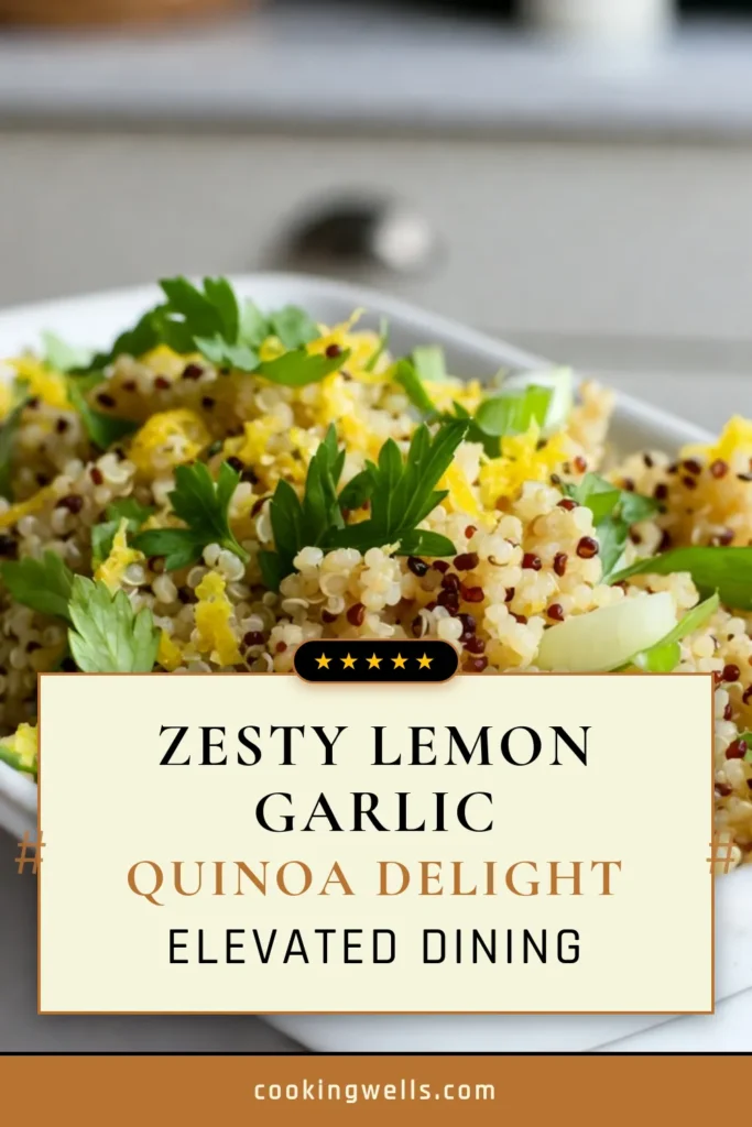 Discover the refreshing flavors of this Zesty Lemon Garlic Quinoa Recipe! Perfect as a healthy quinoa side dish or a vibrant zesty quinoa salad, this easy quinoa recipe is packed with nutrients and tastes amazing. Whether you’re looking for vegetarian quinoa dishes or a simple addition to your meals, this recipe is a must-try. Click through for the full recipe and savor the taste! #HealthyEating #QuinoaRecipes #Vegetarian #Foodie