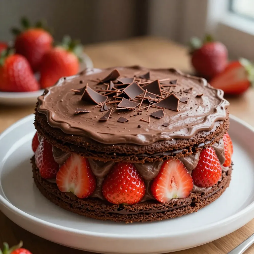 To make the Chocolate Strawberry Icebox Cake, you need: - 1 lb fresh strawberries, sliced - 2 cups heavy whipping cream - 1/2 cup powdered sugar - 1 teaspoon pure vanilla extract - 12 ounces chocolate wafer cookies - 2 tablespoons cocoa powder - A pinch of salt - Chocolate shavings or curls, for garnish If you need to swap some ingredients, here are good options: - Heavy whipping cream: You can use coconut cream for a dairy-free option. - Powdered sugar: Granulated sugar works, but blend it to a fine powder first. - Chocolate wafer cookies: Graham crackers make a great substitute. They add a nice crunch. - Cocoa powder: You can use dark cocoa powder for a richer taste. - Vanilla extract: Almond extract can add a unique flavor twist. Fresh strawberries are key to this dessert. They provide a bright flavor and juicy texture. Using ripe, sweet strawberries makes the cake taste amazing. Look for berries that are red and firm. Avoid any that are mushy or have dark spots. Fresh strawberries also add color and make your dessert look beautiful. This cake showcases the fruit's flavor, so choose the best ones! {{ingredient_image_1}} First, grab a large mixing bowl. Add 2 cups of heavy whipping cream. Then, sprinkle in 1/2 cup of powdered sugar. Next, pour in 1 teaspoon of pure vanilla extract. Add 2 tablespoons of cocoa powder and a pinch of salt. Now, use an electric mixer on medium-high speed. Whip until stiff peaks form. This step makes a rich, chocolatey cream. Take a 9x13 inch baking dish. Spread a thin layer of the whipped chocolate cream on the bottom. Next, layer half of the chocolate wafer cookies. You will need about 6-8 cookies. Make sure they slightly overlap. Then, add half of the sliced strawberries over the cookies. Now, spoon on another layer of whipped chocolate cream. Repeat these layers: more cookies, the rest of the strawberries, and finish with the last layer of chocolate cream. Smooth the top layer with a spatula for an even finish. Cover the baking dish with plastic wrap. Put it in the refrigerator for at least 4 hours. For the best results, let it set overnight. This waiting time helps the cookies soften. It also allows the flavors to blend nicely. Before serving, add chocolate shavings or curls on top for a fancy touch. Enjoy your delicious creation! To make whipped cream with stiff peaks, start with cold ingredients. Use heavy whipping cream for the best results. Pour the cream into a mixing bowl. Add powdered sugar, vanilla extract, cocoa powder, and a pinch of salt. Mix on medium-high speed with an electric mixer. Watch closely as it thickens. Stop when you see firm peaks that hold their shape. This texture gives your cake a light and fluffy feel. When serving your cake, slice it into squares for easy portions. Place each square on individual plates. You can add extra strawberry slices on the side. A drizzle of chocolate syrup adds a nice touch. For a fancy finish, sprinkle chocolate shavings or curls on top. This makes your dessert look even more inviting. One common mistake is over-whipping the cream. If you whip too long, it can turn grainy. Keep an eye on the cream as it whips. Another mistake is not letting the cake chill long enough. Chilling helps the cookies soften and flavors meld. Make sure to refrigerate your cake for at least four hours, or better yet, overnight. This way, every bite is smooth and tasty. Pro Tips Whip to Perfect Peaks: Ensure your heavy cream is very cold before whipping, as this helps achieve stiff peaks more easily. Layering Technique: For even layers, press the cookies slightly into the whipped cream before adding the strawberries, allowing for better integration. Flavor Infusion: For an extra flavor boost, consider adding a splash of liqueur, like strawberry or chocolate, to the whipped cream mixture. Chill Time: The longer you chill the cake, the better the flavors meld together, so if possible, let it sit overnight. {{image_2}} You can switch up the fruits in your Chocolate Strawberry Icebox Cake. Raspberries add a nice tart flavor. They pair well with chocolate. Blueberries bring a sweet note and bright color. You can even mix fruits for a fun twist. Just slice them thin like the strawberries. Layer them the same way. Your cake will look and taste amazing! Don’t feel stuck with chocolate wafer cookies. Graham crackers offer a lighter, sweeter taste. They can add a fun crunch to your cake layers. Oreo cookies can give a rich, creamy twist. Just crush them a bit for better layering. Both options will keep the spirit of your cake while adding variety. You can make this cake vegan and dairy-free easily. Use coconut cream or almond milk instead of heavy cream. Both will whip up nicely. For sweetening, try maple syrup or coconut sugar. Swap the chocolate wafer cookies for dairy-free ones. Your cake will still be rich and tasty, perfect for everyone to enjoy! To keep your Chocolate Strawberry Icebox Cake fresh, store it in the fridge. Use an airtight container or cover it tightly with plastic wrap. This helps to lock in moisture and flavor. The cake needs to stay chilled until you serve it. If you leave it out for too long, it can get too soft. You can freeze this cake if you want to save some for later. First, cut the cake into slices. Wrap each slice in plastic wrap. Then, place the wrapped slices in a freezer-safe bag. Make sure to remove as much air as possible to prevent freezer burn. When you want to enjoy it again, just thaw it in the fridge overnight. In the fridge, the cake will last for about 3 to 5 days. It’s best to eat it fresh for the best taste. If you freeze it, aim to eat it within 2 months for the best flavor. There’s no need to reheat the cake. It’s best served cold, as the layers stay firm and delicious. Yes, you can make this cake a day ahead. It tastes even better after resting. The cookies soak up the flavors and soften, making each bite delightful. Just cover it well with plastic wrap to keep it fresh. The cake will last about 3 to 4 days in the fridge. Make sure it stays covered. After that, the cookies may get too soft, and the strawberries might lose their freshness. Yes, you can use store-bought whipped cream. It saves time and works well. Just make sure to choose a brand with good flavor. Homemade whipped cream gives a richer taste, but store-bought is a great shortcut. Yes, you can make a gluten-free version. Look for gluten-free chocolate wafer cookies. Many brands offer tasty options. This way, you can enjoy the cake without gluten. You can also try using gluten-free graham crackers. This post shared how to make a delicious Chocolate Strawberry Icebox Cake. We reviewed the key ingredients and even substitutions. You learned how to prepare whipped cream and layer the cake. I provided tips for stiff peaks and common mistakes to avoid. You also explored ways to personalize the cake with fruits and cookies. Finally, we discussed storage, shelf life, and answered FAQs. Enjoy your baking adventure!