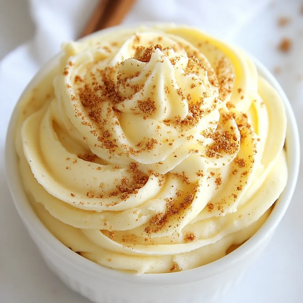 To make this tasty gingerbread buttercream frosting, you need: - 1 cup unsalted butter, softened - 4 cups powdered sugar - 1/2 cup molasses - 1 teaspoon ground ginger - 1 teaspoon ground cinnamon - 1/2 teaspoon ground nutmeg - 1/4 teaspoon allspice - 1/2 teaspoon vanilla extract - 2-3 tablespoons heavy cream (or milk for a lighter version) - Pinch of salt These ingredients create a rich and creamy frosting with warm spice flavors. You will need a few simple tools to make this frosting: - Large mixing bowl - Electric mixer (handheld or stand) - Measuring cups and spoons - Spatula for scraping down the bowl - Piping bag and tip (optional for decoration) These tools help mix everything quickly and easily. If you don’t have unsalted butter, you can use salted butter. Just skip the pinch of salt. For a lighter version, swap heavy cream with milk. If you lack molasses, honey or maple syrup may work, though the flavor will change. For gluten-free options, ensure your powdered sugar is gluten-free. {{ingredient_image_1}} Start with one cup of unsalted butter. Make sure it is soft. Place it in a large mixing bowl. Beat the butter on medium speed for about two minutes. It should become creamy and smooth. This step is key to a rich frosting. Next, add four cups of powdered sugar. Do this slowly, beating well after each addition. This helps mix everything nicely. After the sugar, pour in half a cup of molasses. Keep beating until the frosting is smooth and fluffy. This adds that classic gingerbread flavor. Now it’s time to add the spices. Put in one teaspoon of ground ginger, one teaspoon of ground cinnamon, half a teaspoon of nutmeg, and a quarter teaspoon of allspice. Don’t forget half a teaspoon of vanilla extract and a pinch of salt. Mix until all the spices are blended. If the frosting is thick, add two to three tablespoons of heavy cream or milk. Add it one tablespoon at a time. Beat on high for one to two minutes. You want it light and airy. This is how you get that perfect gingerbread buttercream texture. To get the best texture for your frosting, start with softened butter. Beat the butter for about two minutes. It should be creamy and light. Then, add in the powdered sugar slowly. This helps avoid a grainy feel. If your frosting feels too thick, add heavy cream a little at a time. Mix until it’s fluffy and smooth. Gingerbread is all about warm spices. Use fresh spices for the best taste. Ground ginger, cinnamon, nutmeg, and allspice should be in your mix. Don’t forget the molasses! It gives that rich flavor. A pinch of salt balances the sweetness. You can also add a bit more vanilla for depth. Taste as you mix to find your perfect flavor. One mistake is not softening the butter enough. Cold butter won’t mix well and makes lumps. Another error is adding sugar too fast. This can create a mess and a gritty texture. Avoid skipping the tasting step. You want to ensure the flavors are just right. Lastly, don’t rush mixing. Take time to beat the frosting until it’s light and airy. Pro Tips Room Temperature Butter: Ensure your butter is softened to room temperature for a smooth and creamy frosting. Gradual Sugar Addition: Add powdered sugar gradually to prevent a cloud of sugar and achieve a silky texture. Spice Adjustments: Feel free to adjust the spices according to your taste preferences; add more ginger for a spicier kick! Storage Tips: Store leftover frosting in an airtight container in the fridge; re-whip before using for the best consistency. {{image_2}} You can switch up the flavors in your gingerbread buttercream. Try adding orange zest for a fresh kick. A little cocoa powder can give it a chocolate twist. If you like nuts, finely chopped pecans can add a nice crunch. You can also replace some molasses with maple syrup for a different taste. Just remember, any change may alter the final look and flavor. If you want a dairy-free frosting, use vegan butter instead of regular butter. You can also swap heavy cream for coconut cream. This gives the frosting a rich taste without dairy. Ensure the powdered sugar is free from any dairy additives for a truly dairy-free treat. To cut down on sweetness, reduce the sugar by one cup. You can also add more spices. Increase the ginger or cinnamon for a stronger flavor. If you want a spicy kick, try adding a pinch of cayenne pepper. Taste as you go, so you get just the right balance for your liking. Store your Gingerbread Buttercream Frosting in an airtight container. This keeps it fresh and tasty. Place it in the fridge if you do not use it right away. The cool air helps maintain the flavor and texture. If your frosted cakes or cupcakes need a boost, simply rewhip the frosting. Use a mixer on low speed for a few seconds. This will bring back the fluffy texture. You can also add a splash of heavy cream if it feels too stiff. Your frosting can last up to one week in the fridge. If you want to store it longer, freezing is a great option. Place the frosting in a freezer-safe container. It can last for up to three months in the freezer. When you want to use it, let it thaw in the fridge overnight. Rewhip it for the best texture before using. Yes, you can use salted butter. It will add a nice depth to the flavor. Just remember to skip the pinch of salt in the recipe. The salted butter will balance the sweetness of the frosting. However, unsalted butter is best for control over the saltiness. This helps keep the spices and sweetness in harmony. This frosting works great for cakes, cupcakes, and cookies. You can spread it with a knife or pipe it on with a bag. For a fun touch, use a star tip to create beautiful designs. You can also sprinkle cinnamon or gingerbread crumbs on top for added flair. It makes any dessert festive and tasty. To adjust the recipe, you can easily scale it up or down. If you need more frosting, double the ingredients. For fewer servings, cut the amounts in half. Each cup of frosting typically covers 12 cupcakes or one layer of cake. Make sure to keep the same ratios for the best flavor and texture. In this guide, we covered how to make Gingerbread Buttercream Frosting. We looked at essential ingredients, helpful equipment, and smart substitution tips. You learned step-by-step instructions for mixing and achieving the right texture. I shared tips for enhancing flavor and avoiding common mistakes. You also discovered variations and storage info. Now, you're ready to make this tasty frosting. Enjoy experimenting with flavors and impressing your friends or family. Happy baking!